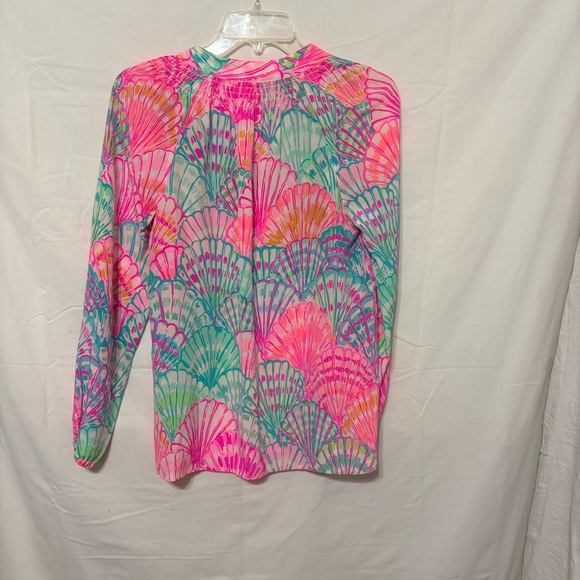 Lilly Pulitzer Pink and Green Shell Print Blouse - Picture 4 of 11